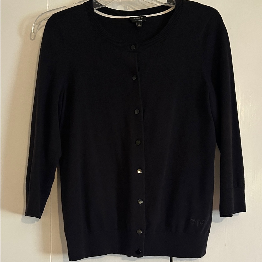 Talbots Black Button-Up Cardigan